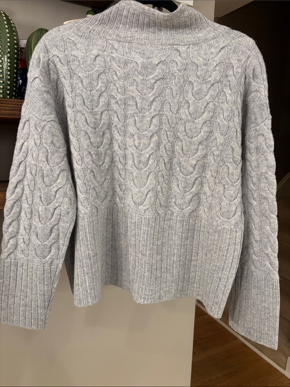 Alashan 100% Merino Wool Cable Knit Sweater | Size XL | Gray - Picture 8 of 9